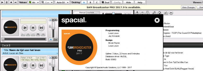 Sam Broadcaster Pro nieuwe versie 2017.9 (2 October 2017)