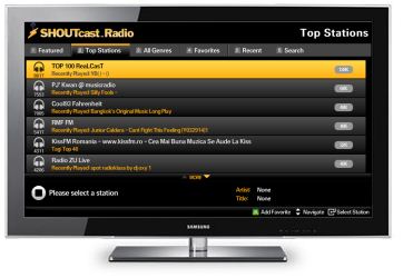 SHOUTcast applicatie op nieuwe Samsung TV’s